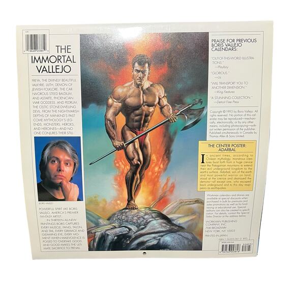 Vintage 1994 Boris Vallejo Mythology Calendar Unused same dates again in 2033 - Picture 2 of 16